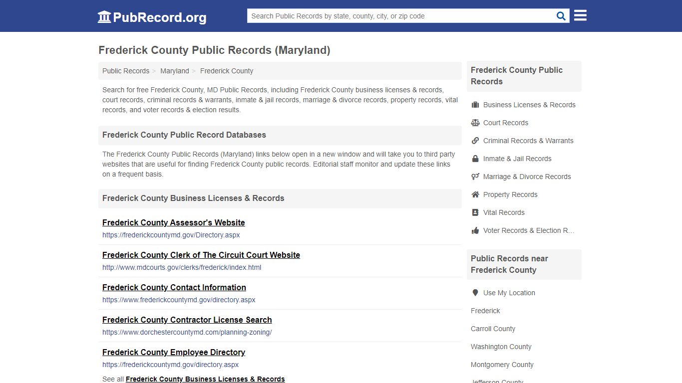 Free Frederick County Public Records (Maryland Public Records)
